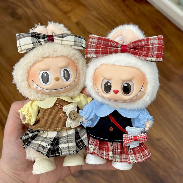 Plaid Prep School Outfit Set — Vintage Girl Style in Red or Brown