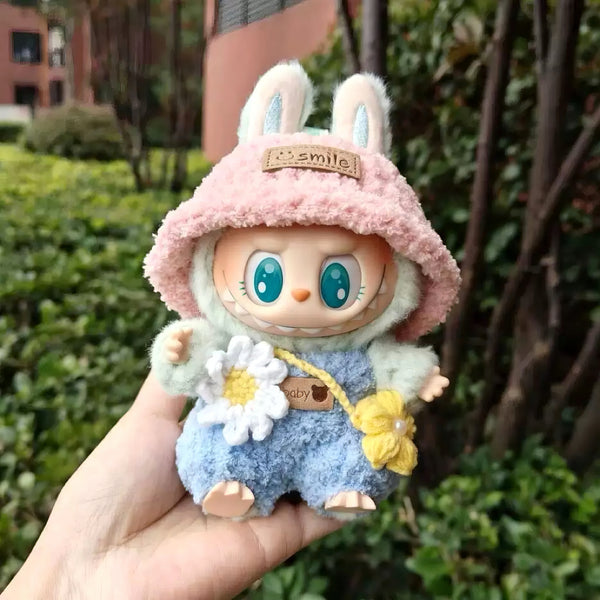 Daisy Daydream Romper Set — Plush Overalls & Crochet Flower Bag