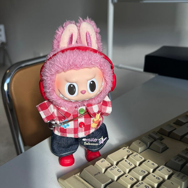 Red Check Casual Outfit Set for BUBU(5 pieces)