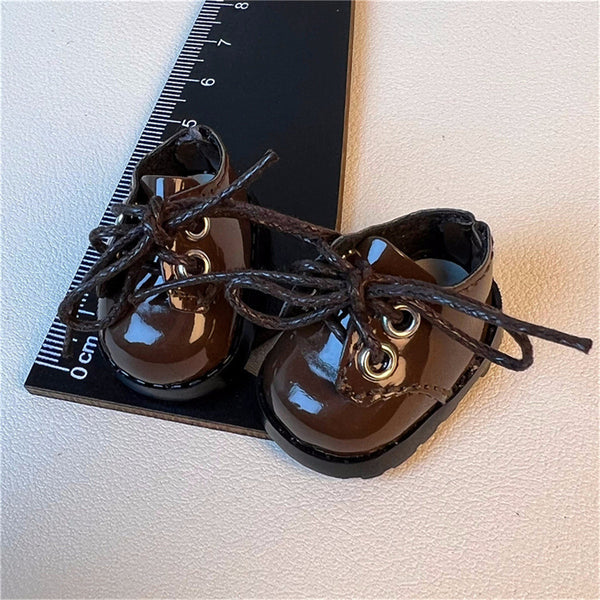 Mini Brown Lace-Up Boots — Glossy Finish with Rugged Sole for BUBU 1.0/3.0